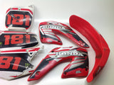 HONDA CR 250 2001 PLASTICS KIT SET MUD GUARD RED SHROUDS SIDE PANNELS 0002C